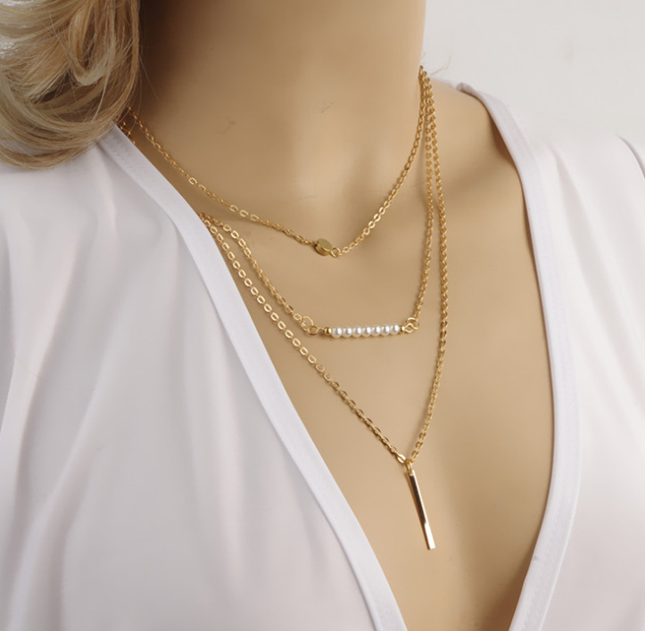 Double-layer Triangle Necklace Multi-layer Clavicle Chain