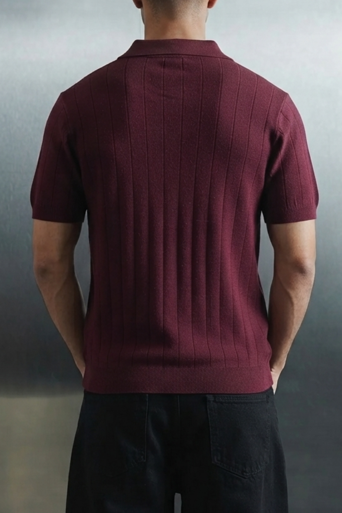 Needle Drop Knitted Polo