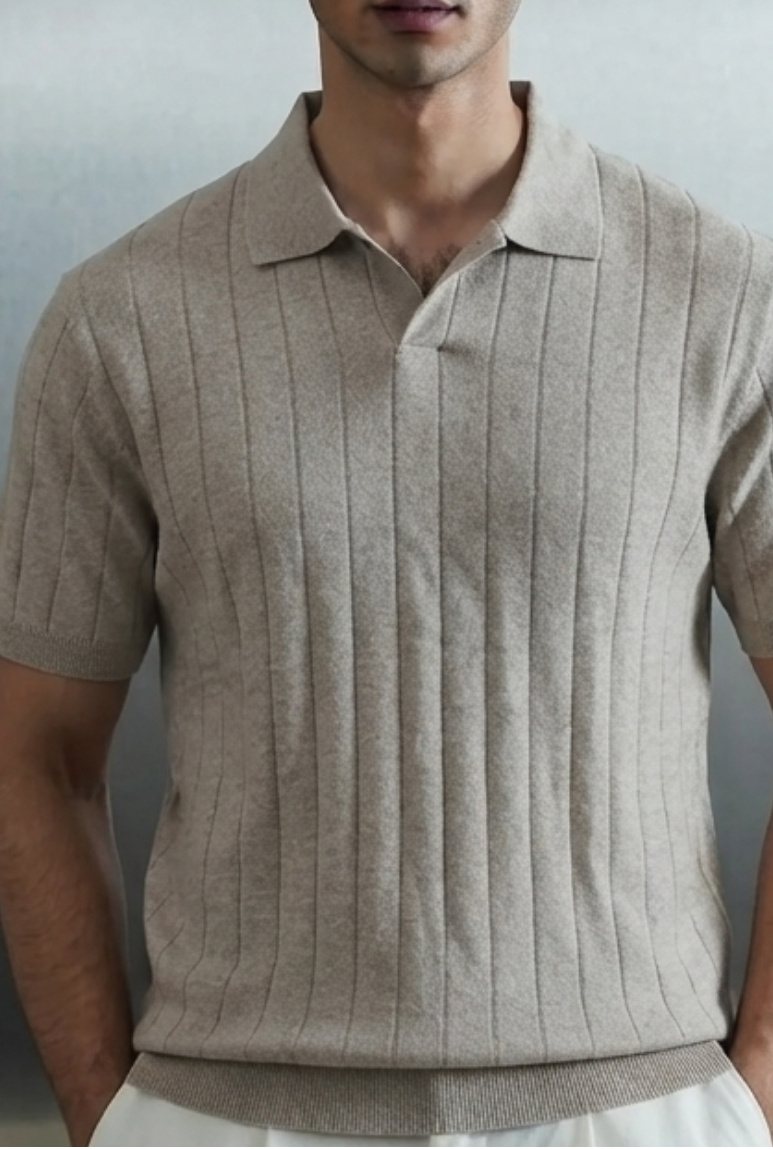 Needle Drop Knit Polo