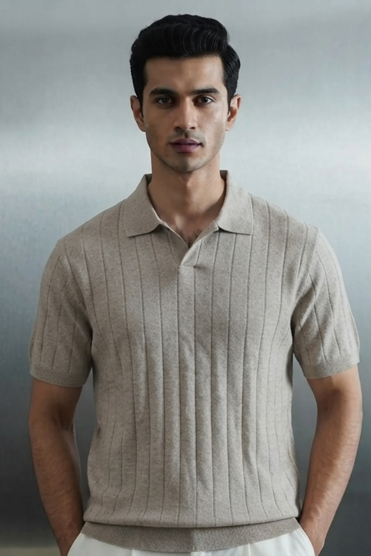 Classic Needle Drop Knit Polo Tee