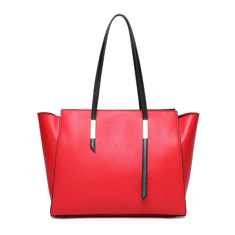 Large-capacity one-shoulder leather handbags