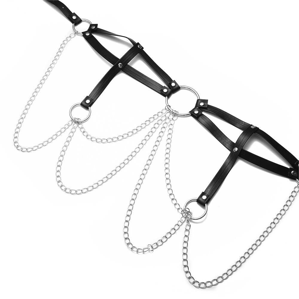 Body Harness Women Sexy Chain Leather Strap Waist Jewelry