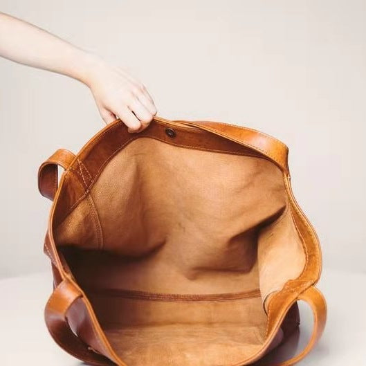 Large Capacity Oil Wax Tote Bags for Women Shoulder Bag
