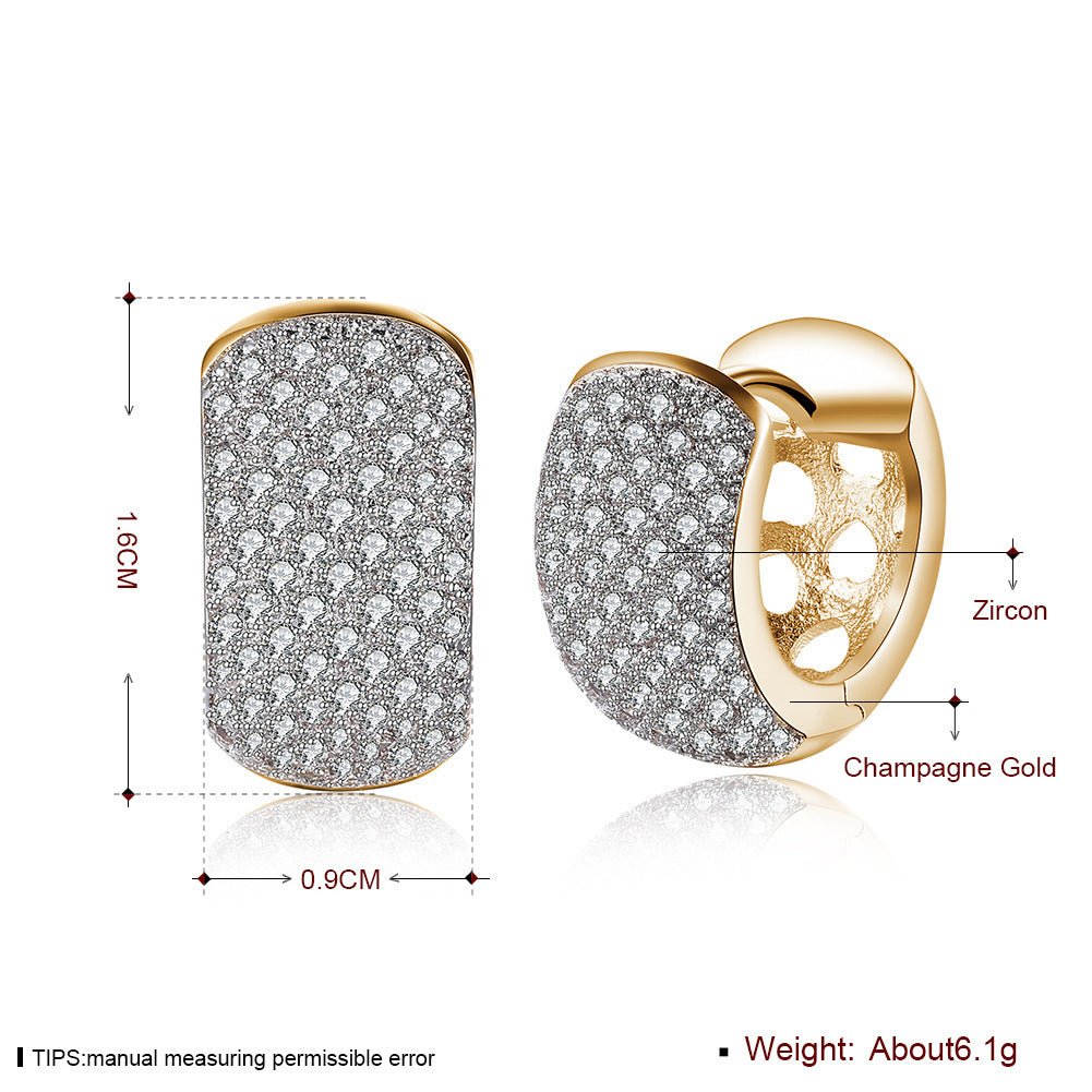 Round Crystal Earrings For Women Gold-color Hoop Earrings