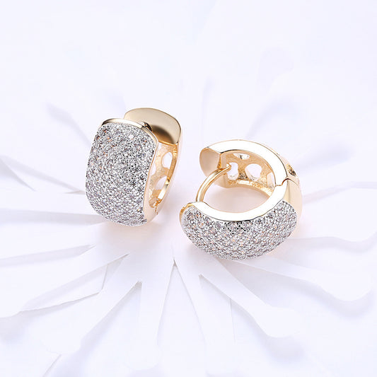 Round Crystal Earrings For Women Gold-color Hoop Earrings