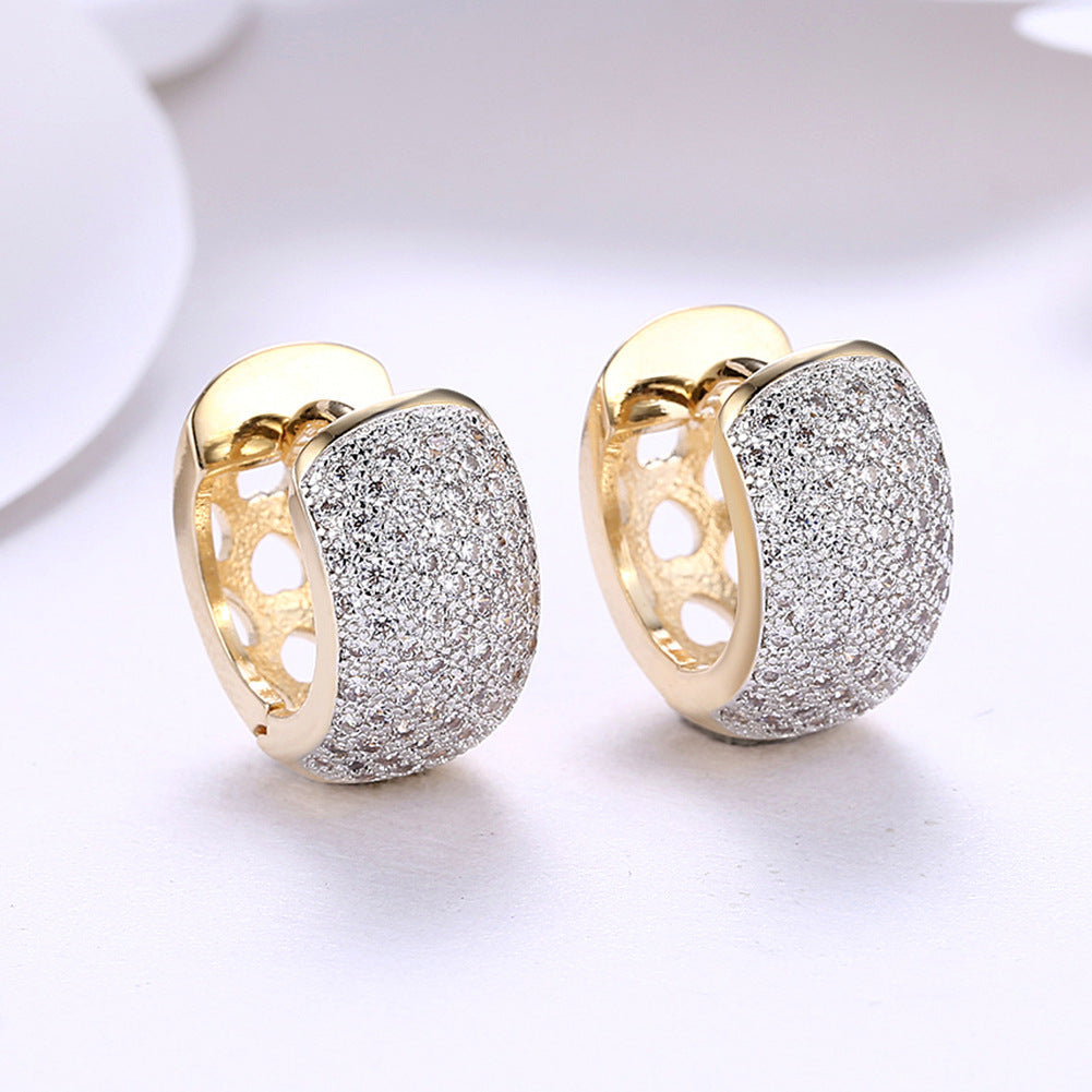 Round Crystal Earrings For Women Gold-color Hoop Earrings