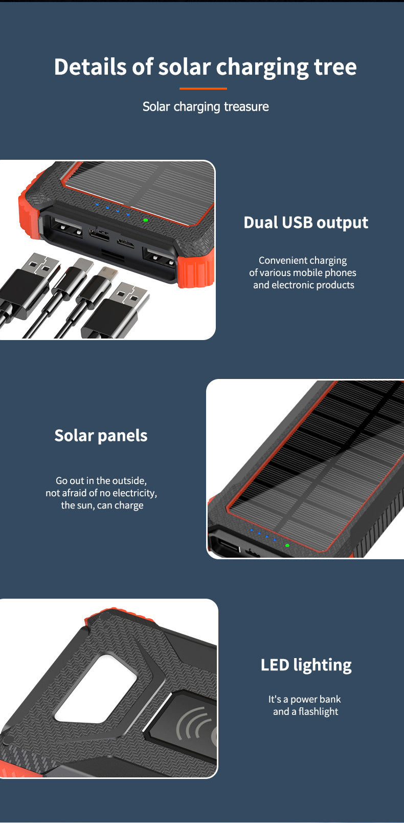 Outdoor Solar Wireless Power Bank With Large Capacity 10000Mah Power Bank Mobile Power Customization