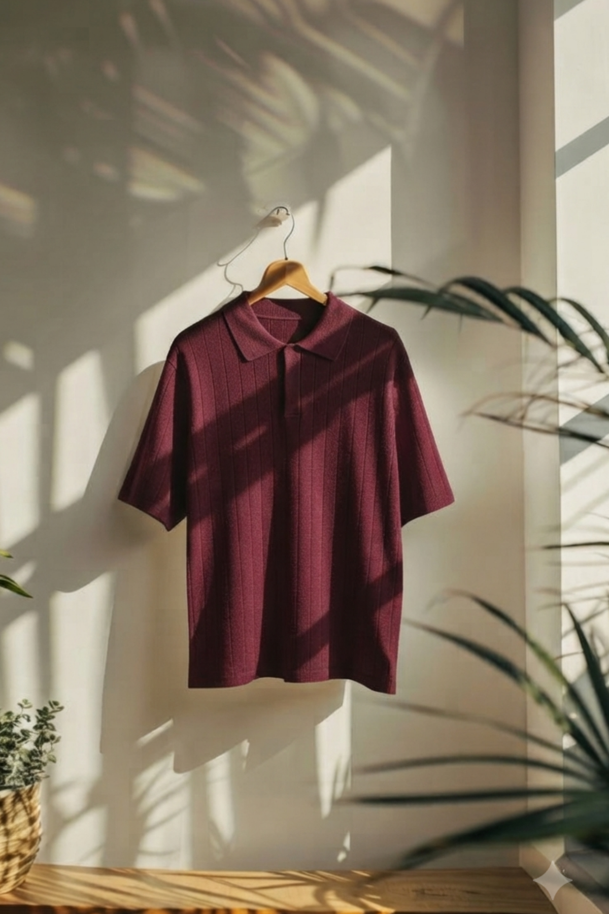 Needle Drop Knitted Polo