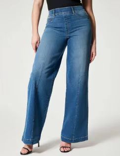 Women's High Waist Jeans Pants Casual Wide Leg Straight Trousers