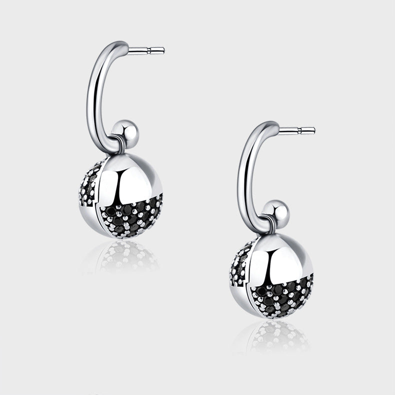 925 Sterling Silver Wishing Ball Small Design Zircon Earrings