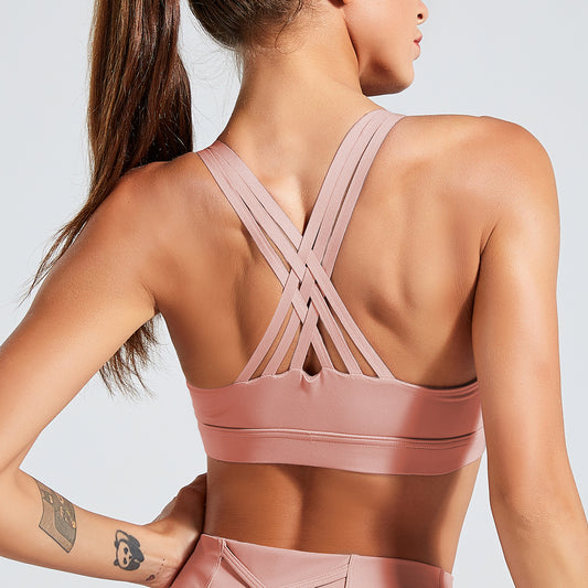 Solid Cross Back Padded Crop Tops