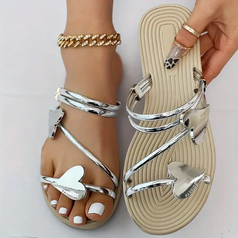 Heart Shape Slippers Summer Flat Love Beach Shoes Women