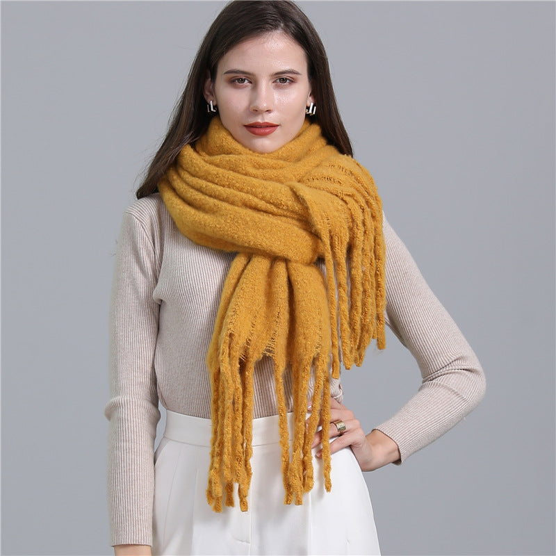 Extended Scarf Winter Cashmere-like Warm All-matching Solid Color Scarf