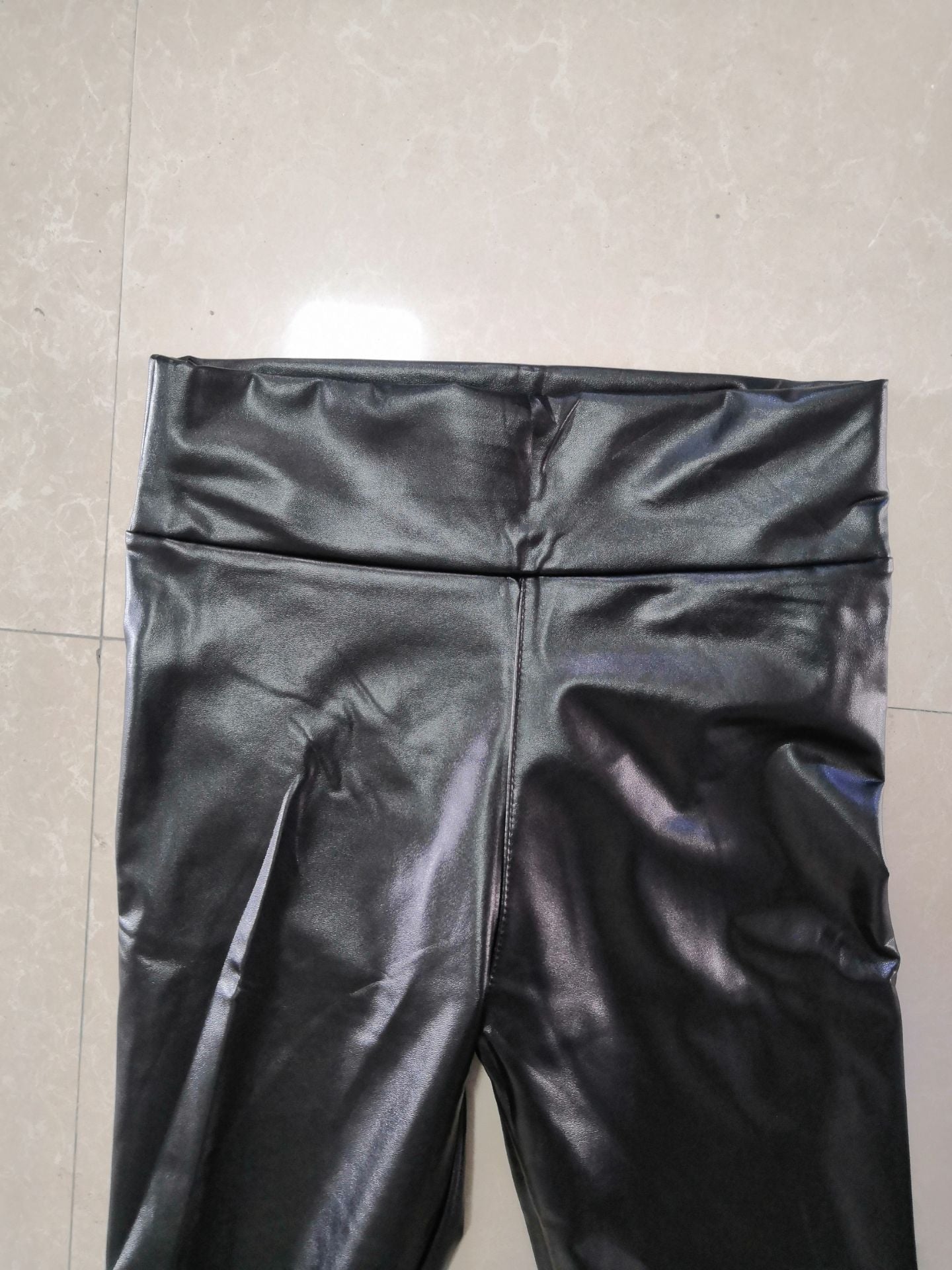 Reflective  Hip Leather Pants Elastic High Waist Leggings