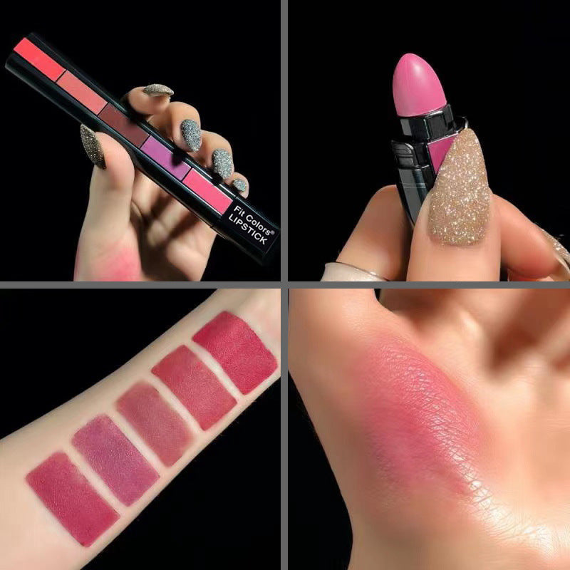 Matte 5-color Lipstick Set Velvet Lip Stick Non-stick Lip Gloss Long Lasting Waterproof