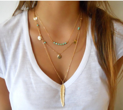 Double-layer Triangle Necklace Multi-layer Clavicle Chain