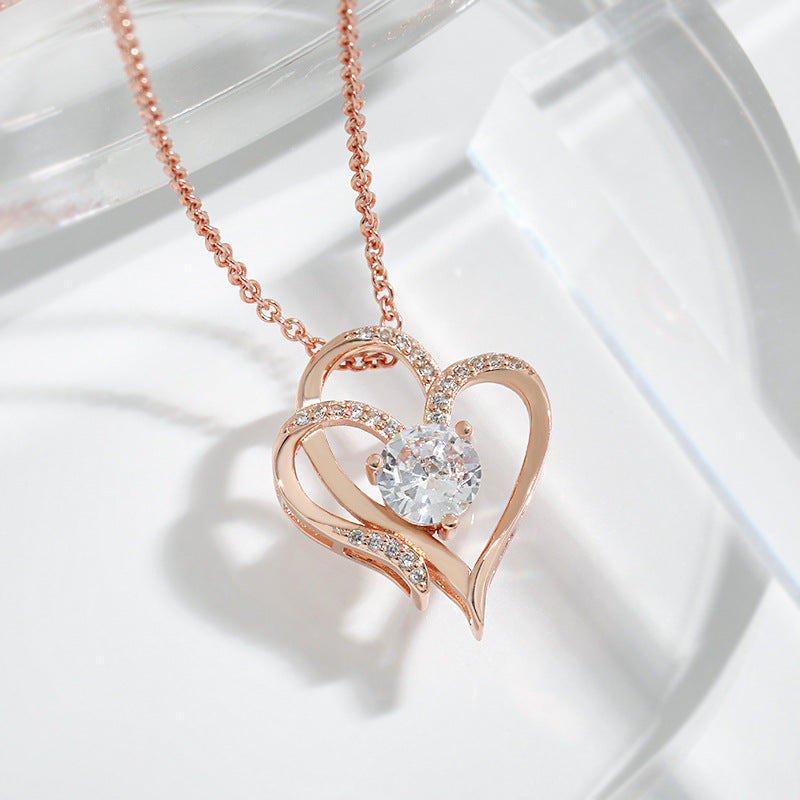 Zircon Double Love Necklace Valentine's Day