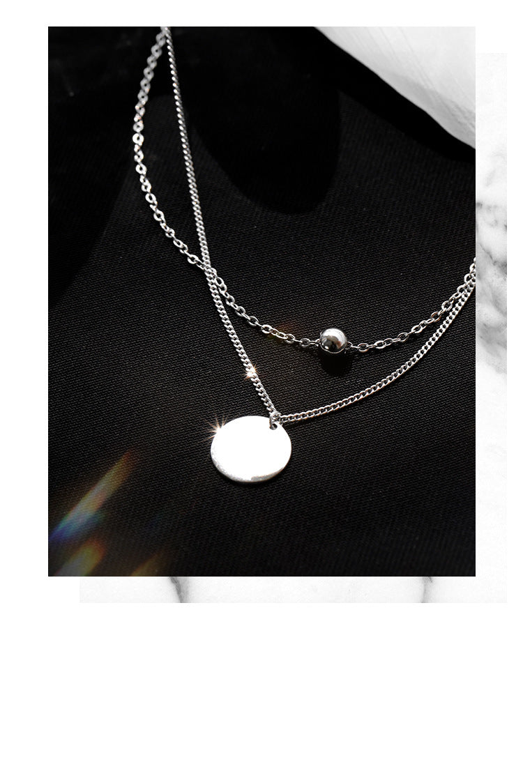 Silver Plated Wafer Double Necklace For Women