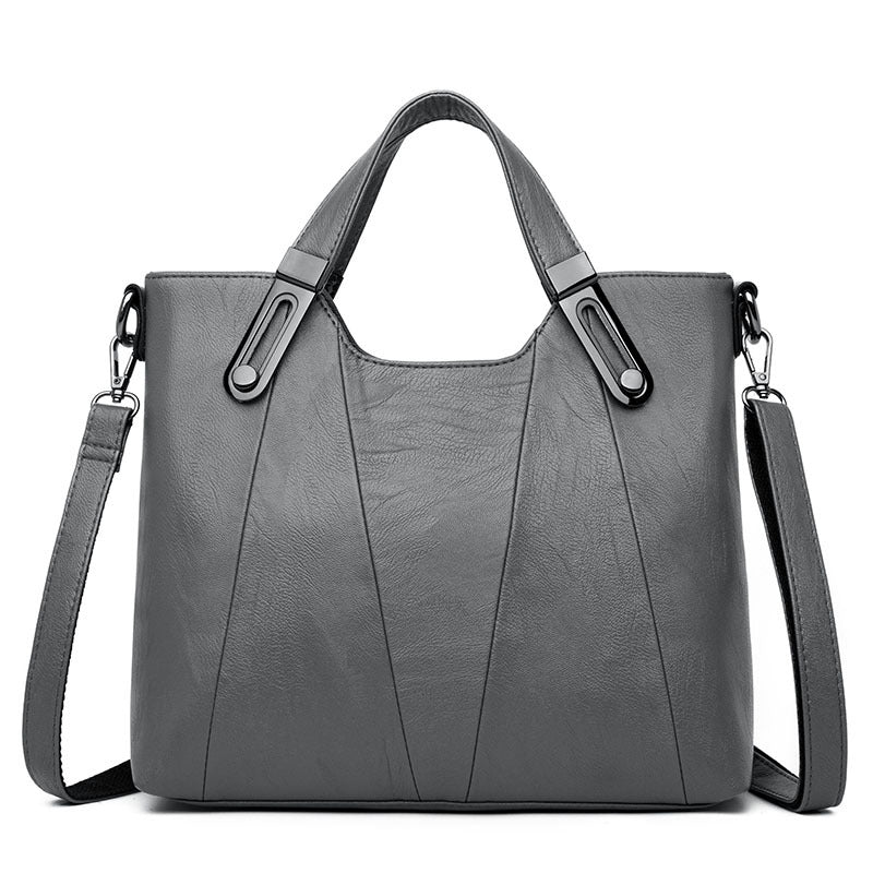 Soft leather large-capacity handbag