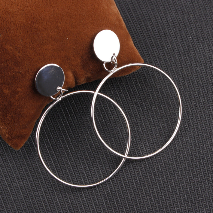 Simple Style Temperament Earrings Large Circle Earrings