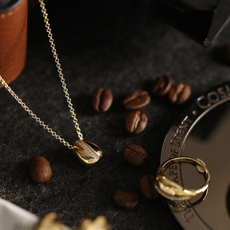 Coffee Bean Collar Chain Pendant S925 Necklace