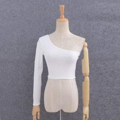Off Shoulder Sexy Female Knitted Crop Top Women White Black Tops