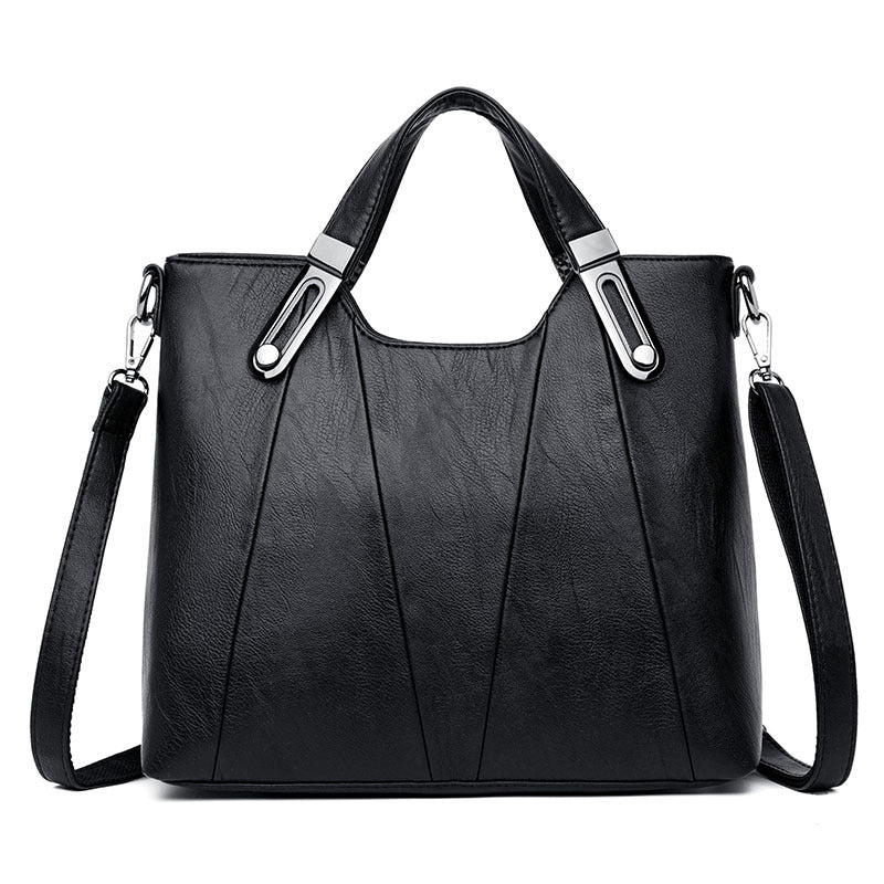 Soft leather large-capacity handbag