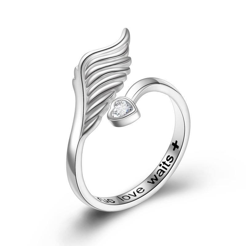 Angel Wings Purity Rings 925 Sterling Silver