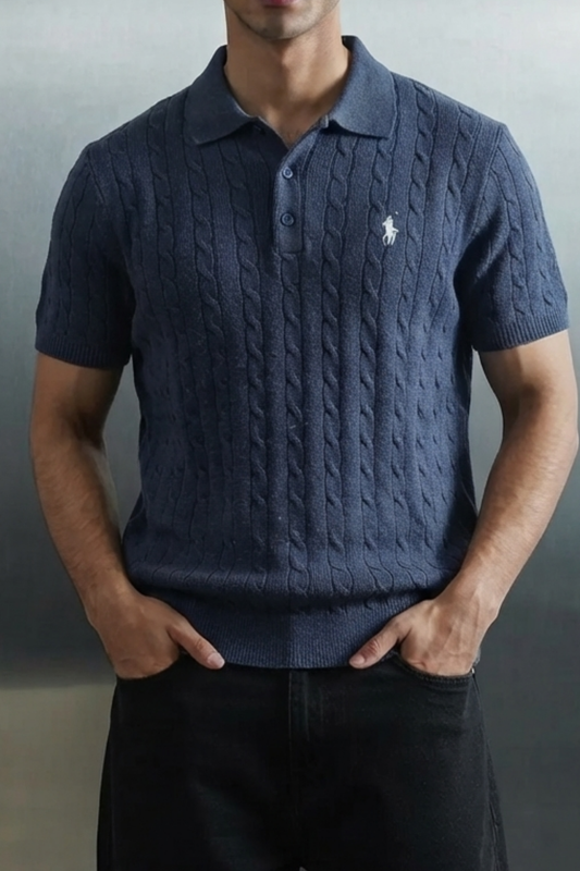 Classic Cable Knit Polo Tee