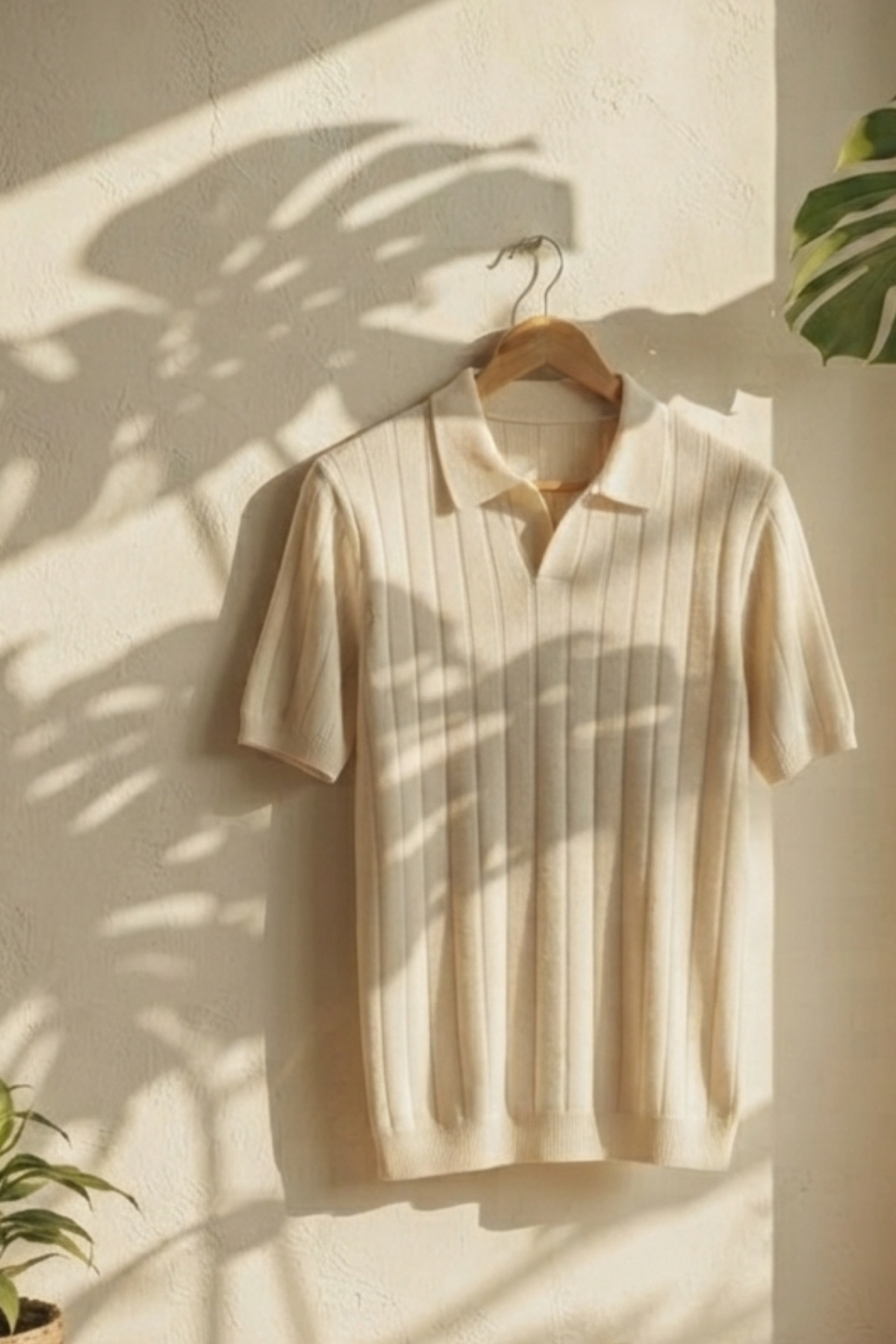 Needle Drop Knitted Polo