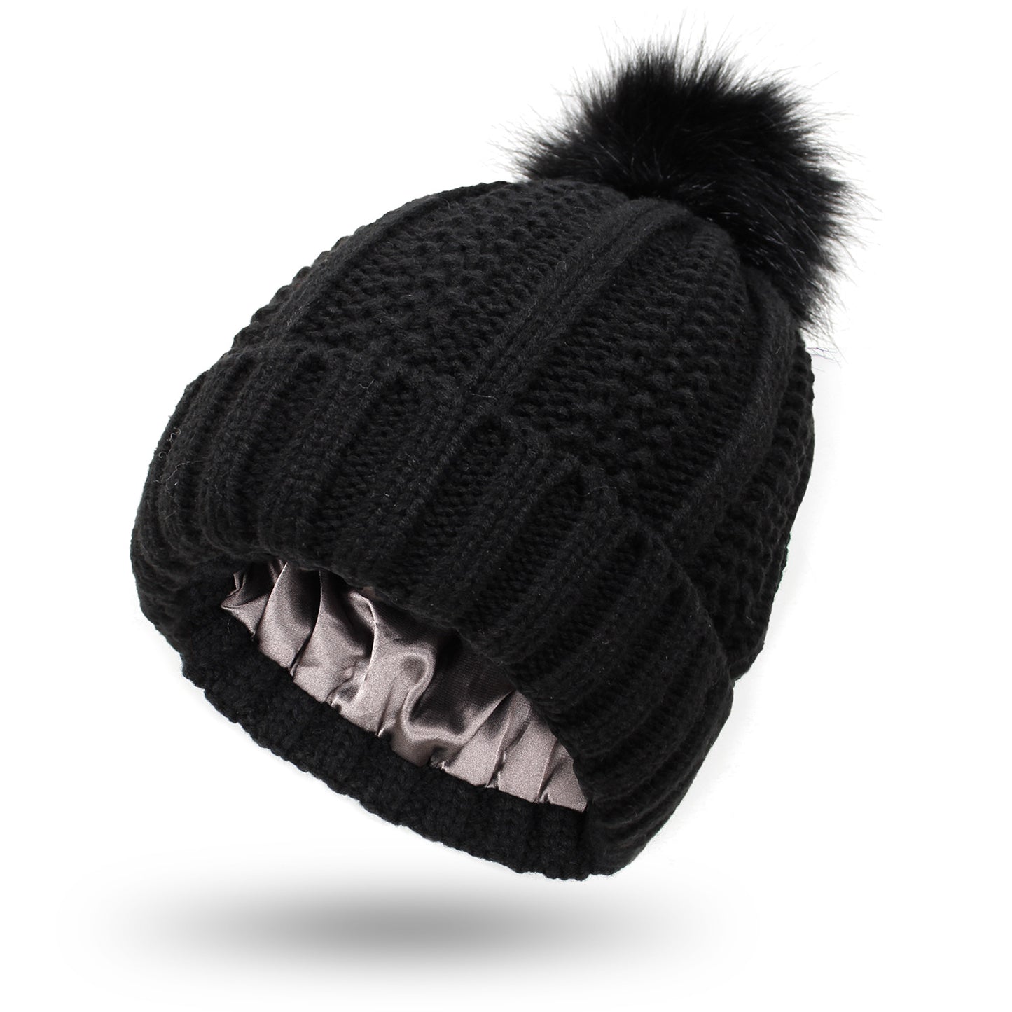 Fashion Stretchy Satin Lined Skull Knit Hats Beanie Hat