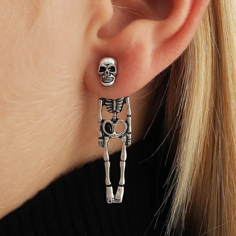 Halloween Skull Simulation Human Skeleton Detachable Stud Earrings