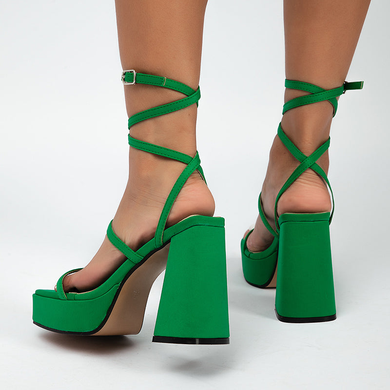 Strap Sandals Women High Heel Chunky Shoes Fashion Summer Pumps