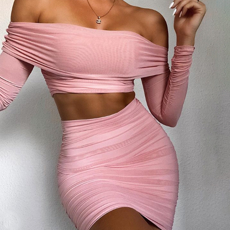 New Amazon Sexy Pleated One Shoulder Skirt